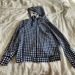 J Crew zip up navy and white sports jacket hoodie